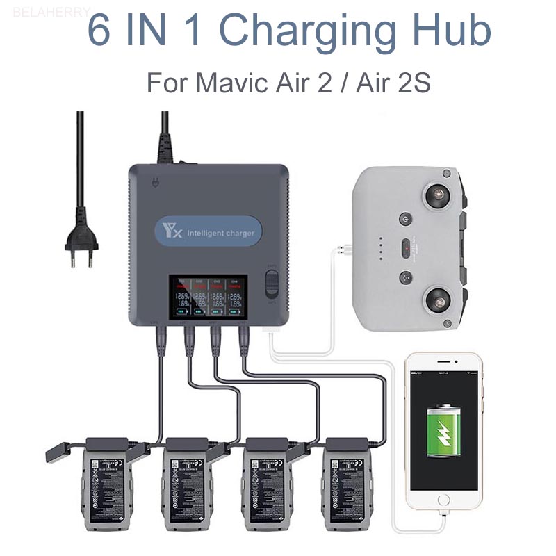 Drone Battery Adapter - 6 Trong 1 Màn Hình Hiển