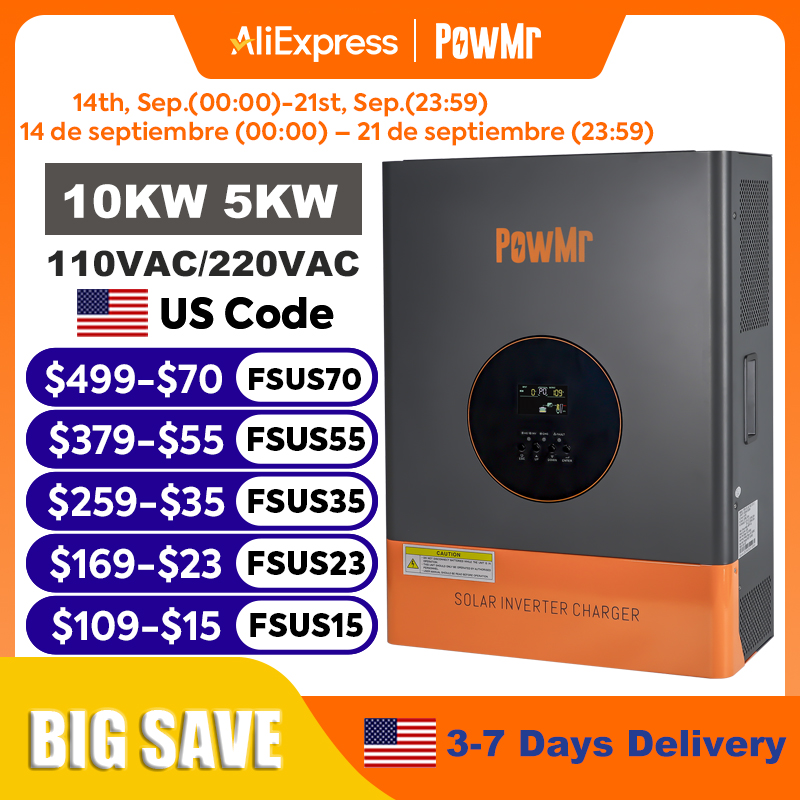 PowMr 10KW 5KW Split Phase Inv - đánh giá và giá Drone Solar Charger